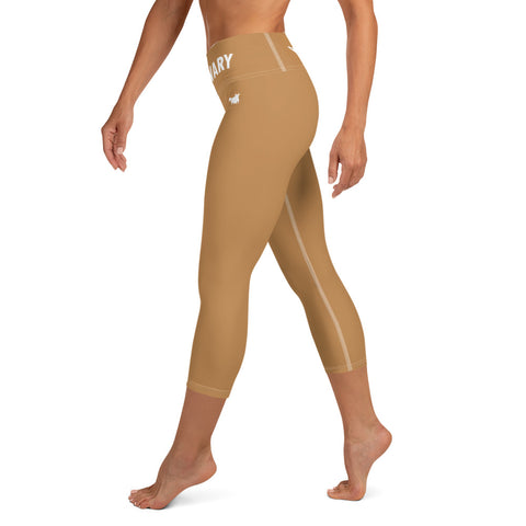 YAKWARY Brown Yoga Capri Leggings With Pocket