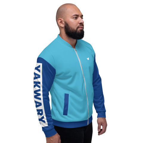 YAKWARY Men Blue Bomber Jacket