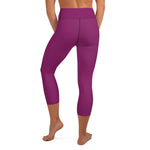 YAKWARY Pink Yoga Capri Leggings With Pocket