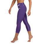 YAKWARY Purple Yoga Capri Leggings Without Pocket