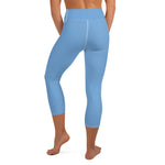 YAKWARY Blue Yoga Capri Leggings With Pocket