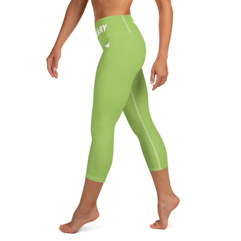 YAKWARY Green Yoga Capri Leggings With Pocket