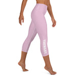 YAKWARY Pink Yoga Capri Leggings With Pocket