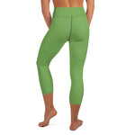 YAKWARY Green Yoga Capri Leggings With Pocket