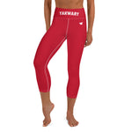 YAKWARY Red Yoga Capri Leggings Without Pocket