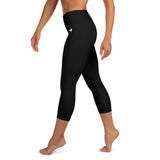 YAKWARY Black Yoga Capri Leggings Without Pocket