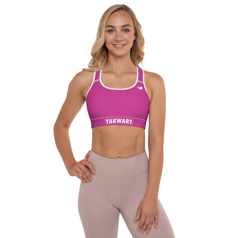 YAKWARY Women Pink Padded Sports Bra