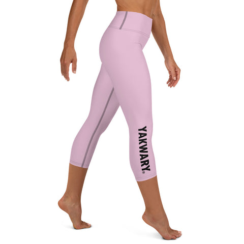 YAKWARY Pink Yoga Capri Leggings Without Pocket