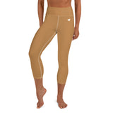 YAKWARY Brown Yoga Capri Leggings With Pocket