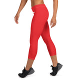 YAKWARY Women Red Capri Leggings