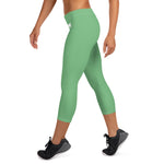 YAKWARY Women Green Capri Leggings