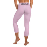 YAKWARY Pink Yoga Capri Leggings Without Pocket