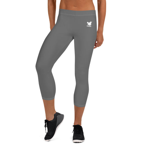 YAKWARY Women Gray Capri Leggings