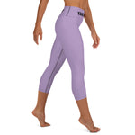 YAKWARY Purple Yoga Capri Leggings Without Pocket