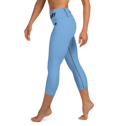 YAKWARY Blue Yoga Capri Leggings With Pocket