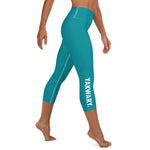 YAKWARY Turquoise Yoga Capri Leggings With Pocket