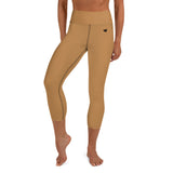 YAKWARY Brown Yoga Capri Leggings With Pocket