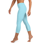 YAKWARY Blue Yoga Capri Leggings With Pocket