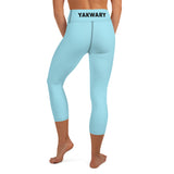 YAKWARY Blue Yoga Capri Leggings With Pocket