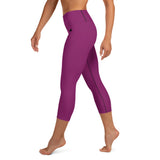 YAKWARY Pink Yoga Capri Leggings Without Pocket