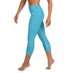 YAKWARY Blue Yoga Capri Leggings With Pocket