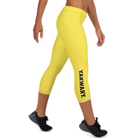 YAKWARY Women Yellow Capri Leggings