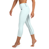 YAKWARY Blue Yoga Capri Leggings Without Pocket