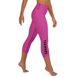 YAKWARY Pink Yoga Capri Leggings Without Pocket