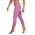 YAKWARY Pink Yoga Capri Leggings With Pocket