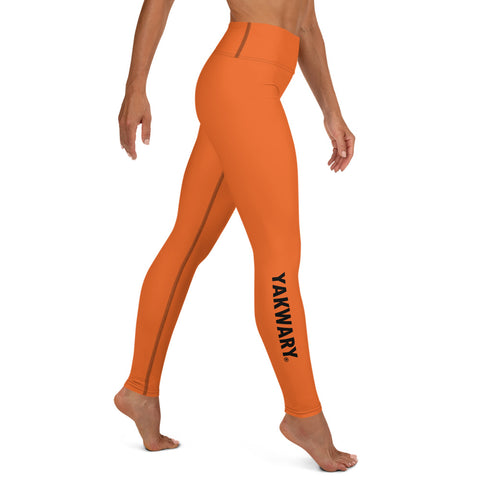 YAKWARY Orange Yoga Leggings Without Pocket