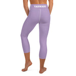 YAKWARY Purple Yoga Capri Leggings With Pocket