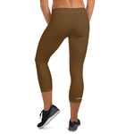 YAKWARY Women Brown Capri Leggings