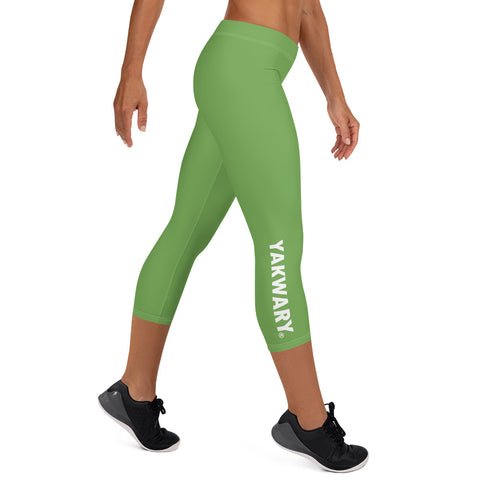 YAKWARY Women Green Capri Leggings