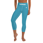 YAKWARY Blue Yoga Capri Leggings Without Pocket