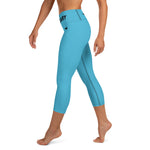 YAKWARY Blue Yoga Capri Leggings Without Pocket