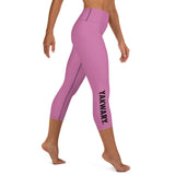 YAKWARY Pink Yoga Capri Leggings With Pocket