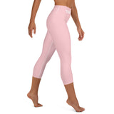 YAKWARY Pink Yoga Capri Leggings Without Pocket