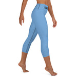 YAKWARY Blue Yoga Capri Leggings With Pocket