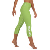 YAKWARY Green Yoga Capri Leggings With Pocket