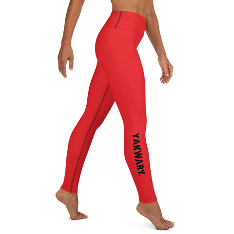 YAKWARY Red Yoga Leggings With Pocket