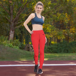 YAKWARY Red Yoga Leggings Without Pocket