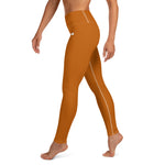 YAKWARY Brown Yoga Leggings With Pocket