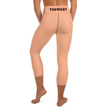 YAKWARY Orange Yoga Capri Leggings Without Pocket