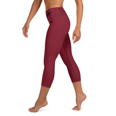 YAKWARY Red Yoga Capri Leggings With Pocket