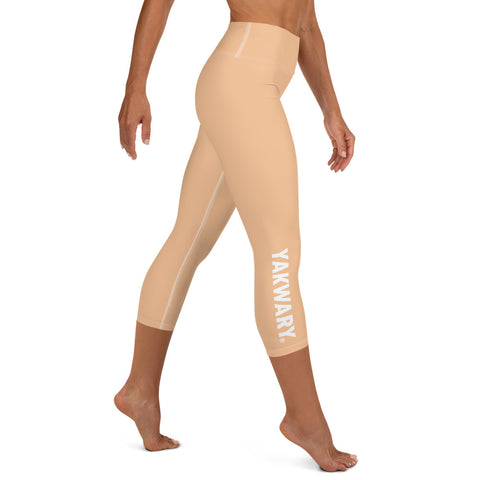 YAKWARY Brown Yoga Capri Leggings With Pocket