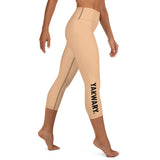 YAKWARY Brown Yoga Capri Leggings With Pocket