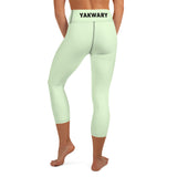 YAKWARY Green Yoga Capri Leggings With Pocket