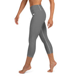 YAKWARY Gray Yoga Capri Leggings Without Pocket