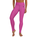 YAKWARY Pink Yoga Leggings With Pocket