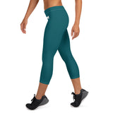 YAKWARY Women Turquoise Capri Leggings